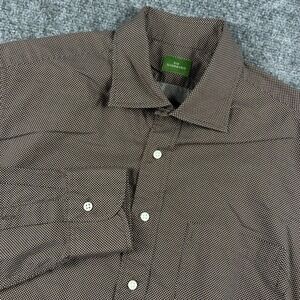 Sid Mashburn Button Down Shirt Mens Medium Brown Micro Polka Dot Cotton Preppy